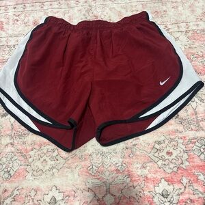 Nike Women's Maroon and White Athletic Shorts